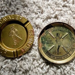 Vintage Tin Cavalier Ashtray & Planters Coaster